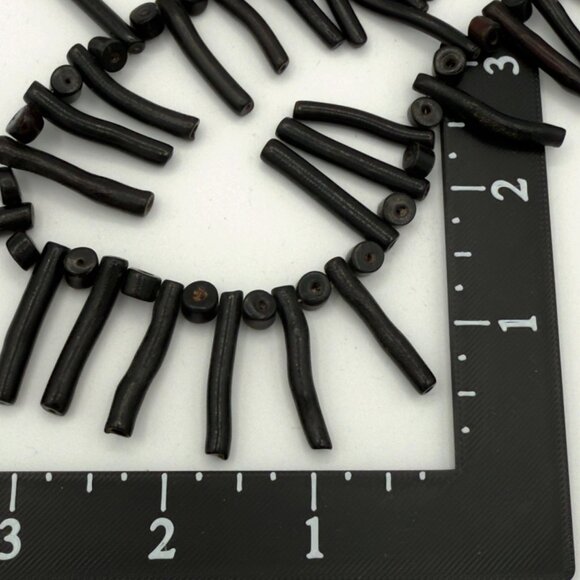Vintage Natural Black Branch Coral Necklace Bib Statement Design 24 inches - Picture 9 of 16